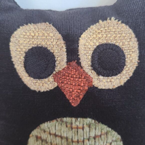Woof & Poof Owl Décor Accent Pillow 2013 Collectible 9" Black Green - Picture 7 of 10